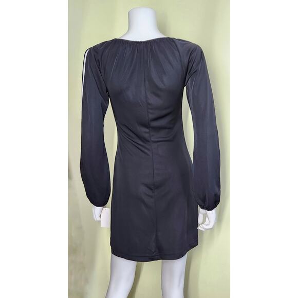 XOXO Madison Keyhole Tie Mini Dress Size Medium Black Cut Out Sleeves Y2K 90s - Picture 3 of 8